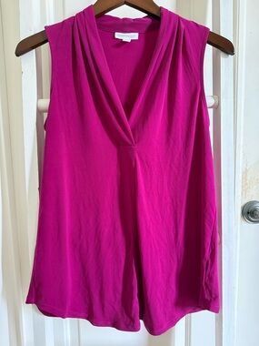 Charter Club Draped V-Neck Tank Top in Fuchsia